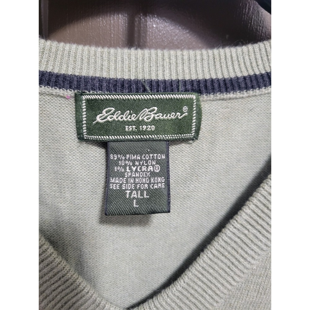 Eddie Bauer Mens LT Large Tall V-Neck Sweater Vest Golf Casual Lightweight - Picture 8 of 8